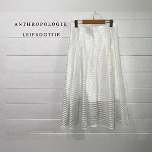 LEIFSDOTTIR White Striped Midi Skirt – Size 12
